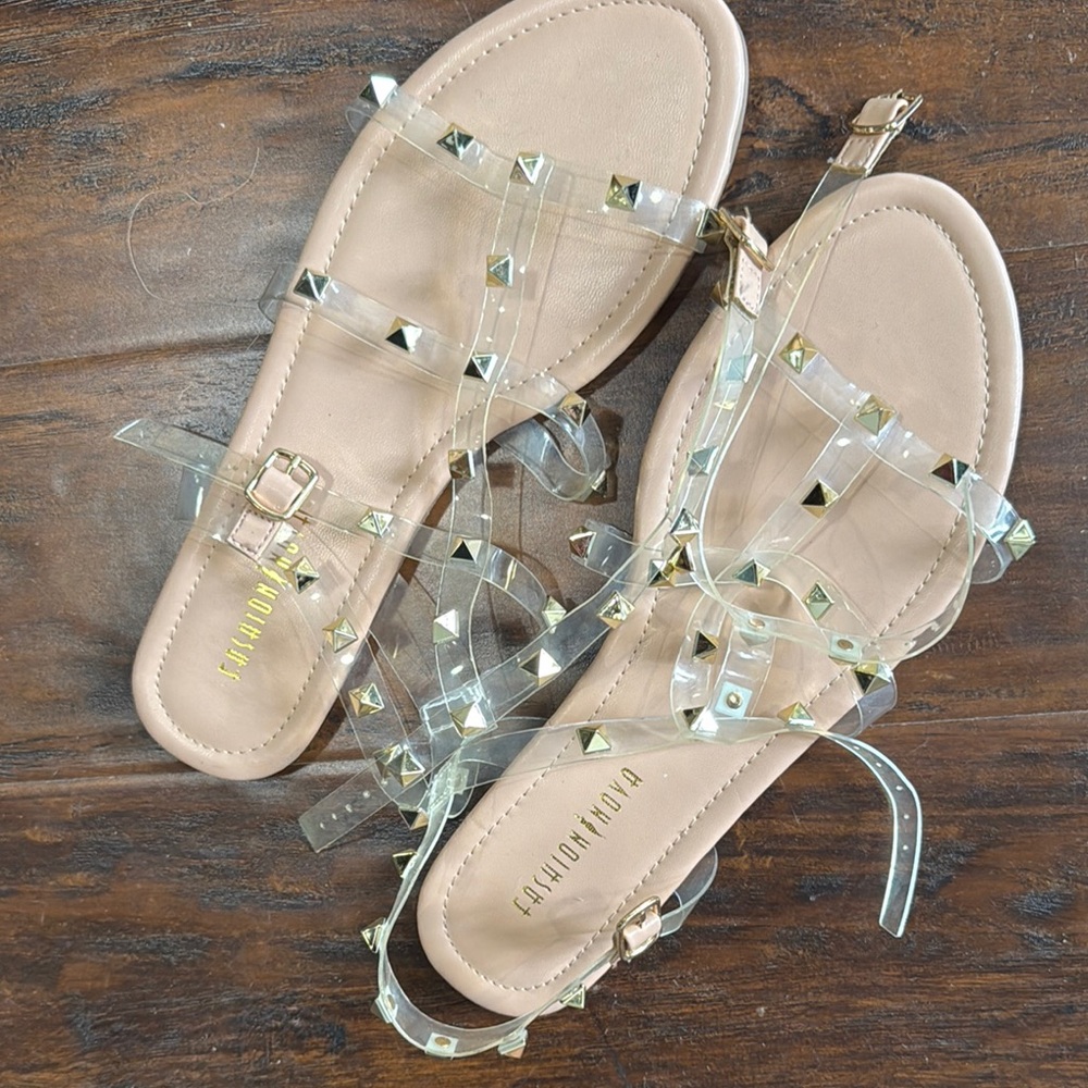 Fashion Nova Clear Studded Sandals